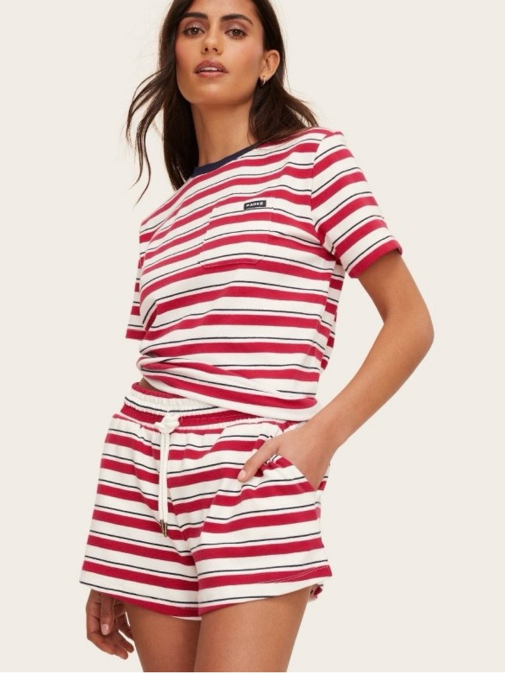 Parke  x Target Red & White Drawstring Athletic Shorts